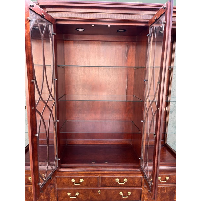Thomasville Mahogany Collection Georgian Breakfront Bookcase China Cabinet For Sale - Image 10 of 12