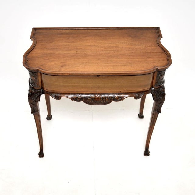 Brown Antique Victorian Carved Walnut Console Table, 1860s For Sale - Image 8 of 16