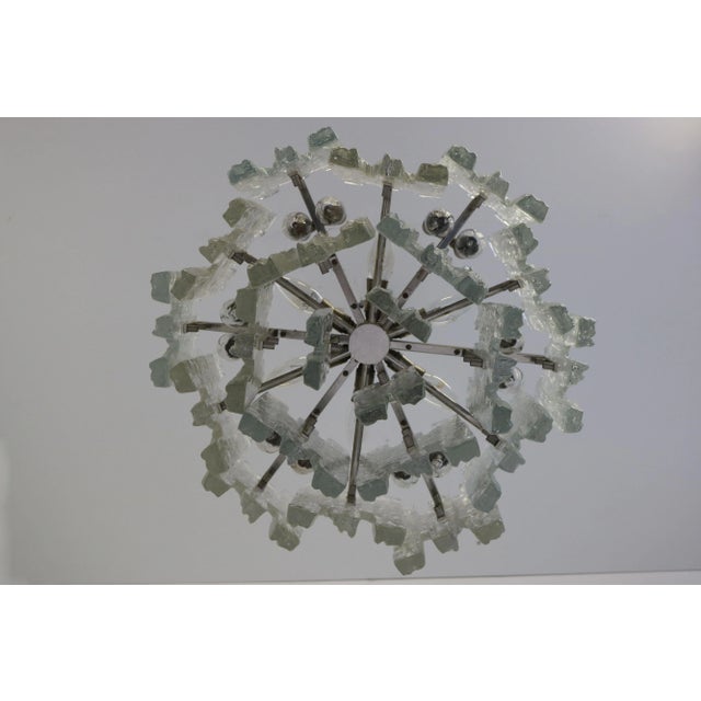 Glass Large Mid-Century Modern Chandelier Ice Glass from J.T. Kalmar, 1960s For Sale - Image 7 of 13