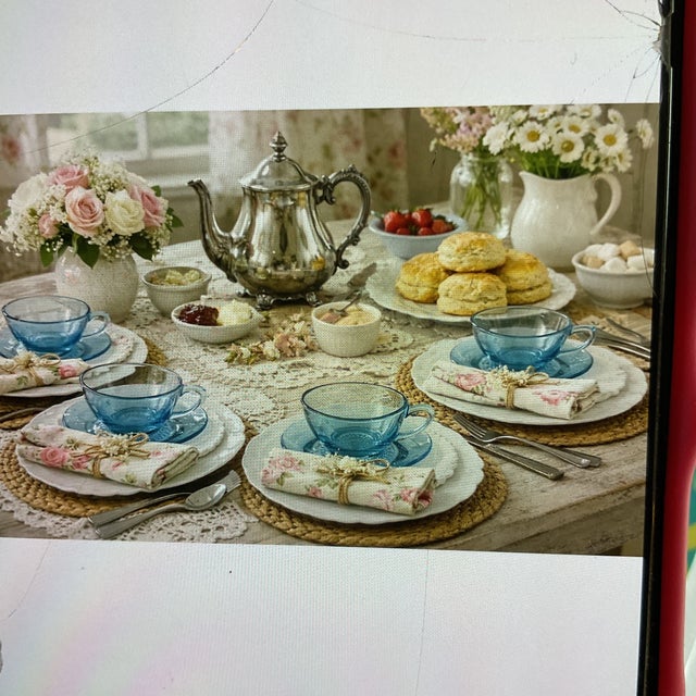 Hazel Atlas. Capri vivid turquoise-blue cup and saucer 1940-1960. Mid Century more than Depression Glass. Capri Dot....