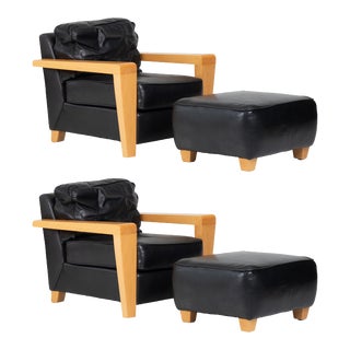 Lounge Chair and Ottomans Designed for Thayer Coggin For Sale