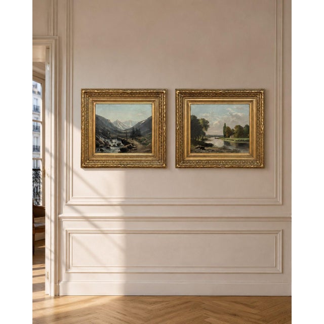 Pair of Framed Oil Paintings on Canvas by Henri Mosny Dated 1883 presents a rare surviving companion pair, beautifully...