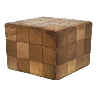 Patchwork Leather Cube Ottoman from de Sede, Switzerland, 1970s For Sale