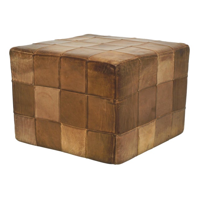 Patchwork Leather Cube Ottoman from de Sede, Switzerland, 1970s For Sale