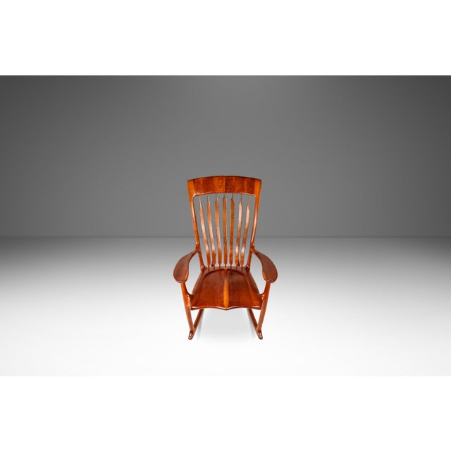 1980s Studio Craft Sculptural Rocking Chair in Solid Cherry Wood Attributed to Hal Taylor After Sam Maloof and James Krenov, Usa, C. 1980's For Sale - Image 5 of 18