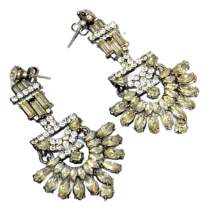 1950s Extra Large Rhinestone Dangle Earrings