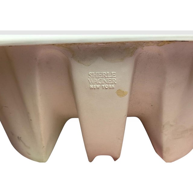 Ceramic Vintage Sherle Wagner Scalloped White Porcelain Drop-in Sink Basin Fluted Hollywood Regency For Sale - Image 7 of 15