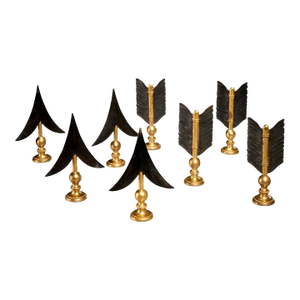 Set of 8 Arrow Head and Flight Drapery Rod Finials, 1980s