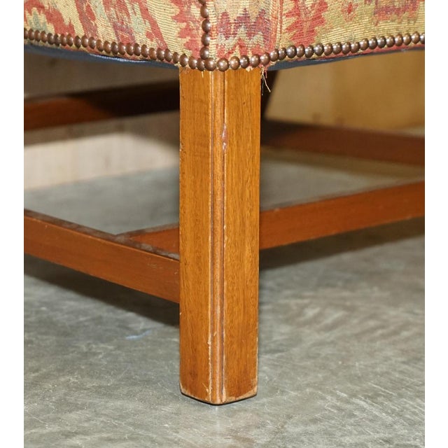 Gold Set of George III Wingback Armchairs with Kilim Pattern Uphosltery For Sale - Image 8 of 18
