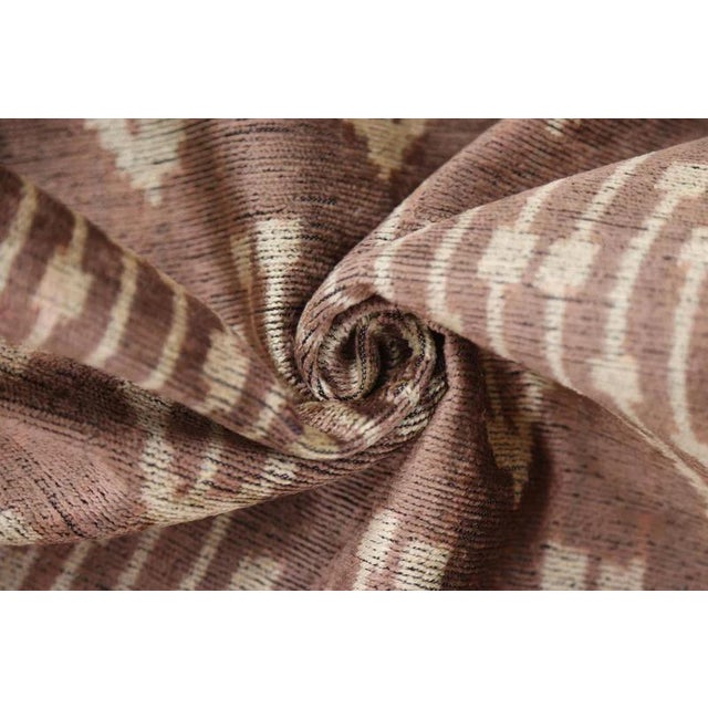2020s Luxury Silk Velvet Ikat Throw Pillow 16x24 – Taupe & Blush Handmade For Sale - Image 5 of 8