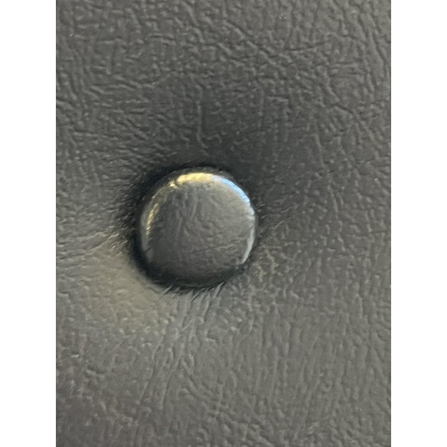 Mid-20th Century Black, Button-Tufted, Faux Leather Accent Chair With Wooden Legs & Arms - Vintage Charm! For Sale - Image 15 of 15