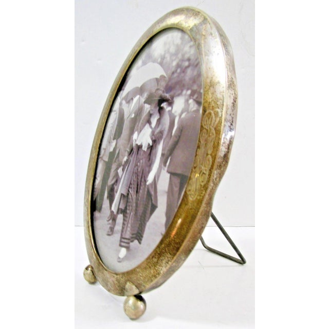 Antique Hallmarked Sterling Silver Oval Picture Frame With Alice Roosevelt Photo For Sale - Image 11 of 13