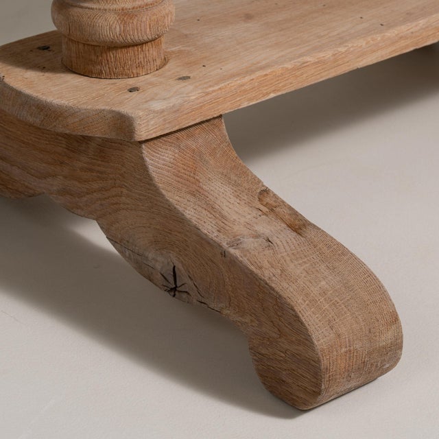 1970s 1970-1979 France Weathered Whitewash Cerused Oak Console For Sale - Image 5 of 10