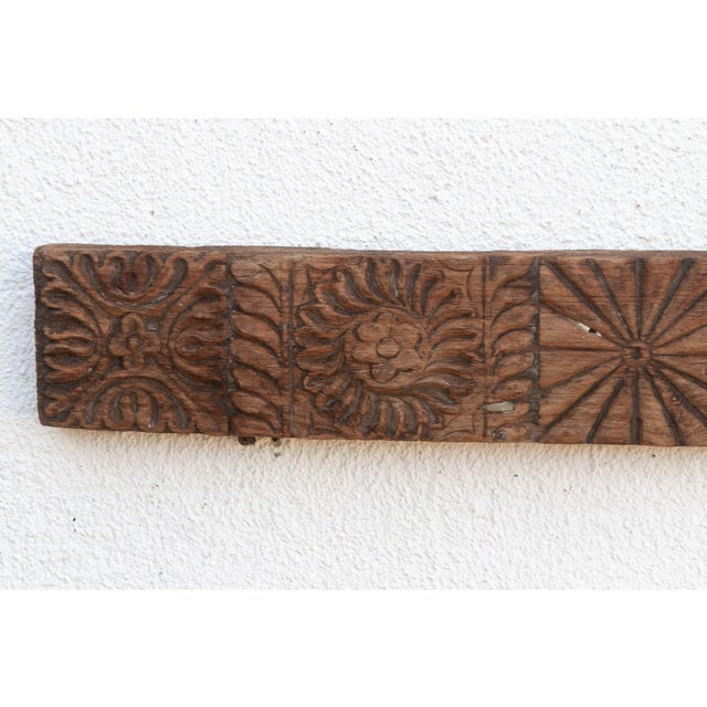 Indian Antique Indian Sunburst & Floral Wall Carving For Sale - Image 3 of 7