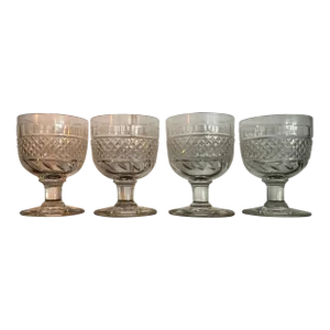 Edwardian Anglo Irish Cut Crystal Rummers, Glasses for Wine or Water - a Set of 4