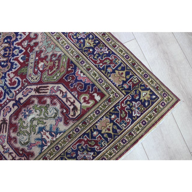 Mid 20th Century Mid 20th Century Turkish Boho Style Floral Desing Kayseri Area Rug For Sale - Image 5 of 13