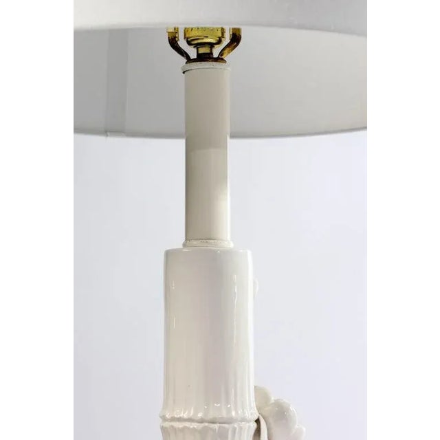 1960s Italian Ceramic Lotus Flower Faux Bamboo Floor Lamp For Sale - Image 4 of 7