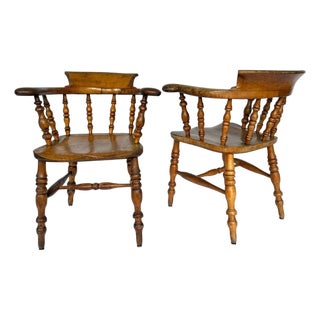 Pair of Antique Captain's Chairs; Circa 1860 For Sale