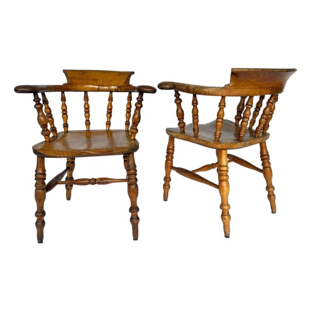 Pair of Antique Captain's Chairs; Circa 1860 For Sale