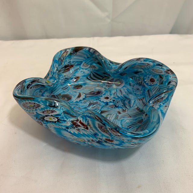 A breathtaking masterpiece of mid-century Venetian glassmaking, this vintage Murano art glass bowl features an organic,...