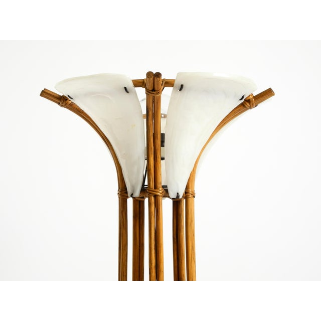 Bamboo Floor Lamp with White Acrylic Glass Elements, 1960s For Sale - Image 11 of 18