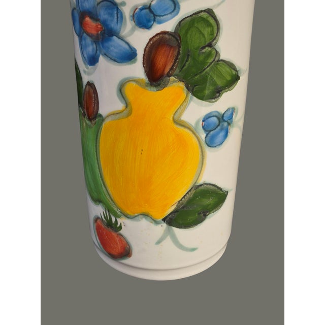 Vintage Italian Colorful Majolica Glazed Terra-Cotta Utensil Holder Wine Cooler For Sale - Image 4 of 9