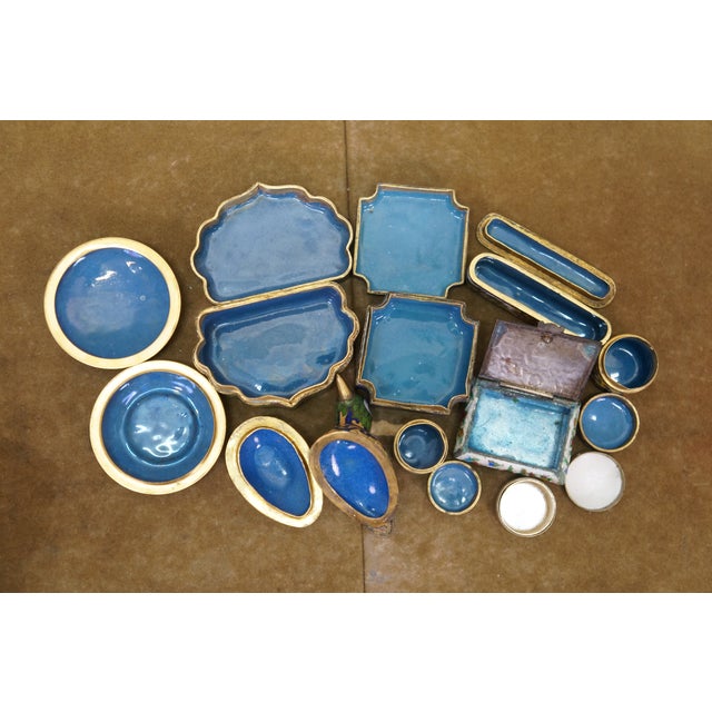 11 Vintage Enameled Cloisonne Trinket Keepsake Pill Match Boxes For Sale - Image 16 of 17