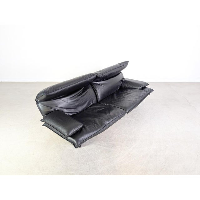 Vintage Italian 2-Seater Sofa in Black Leather, 1980s For Sale - Image 10 of 13