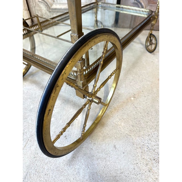 1960s Rolling Bar Trolley in Brass, Bronze and Glass, 1960 For Sale - Image 5 of 12
