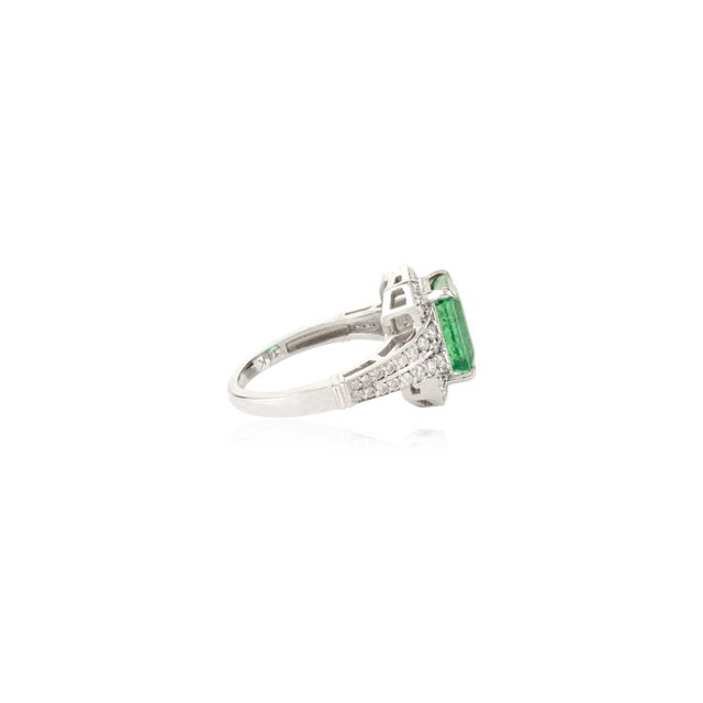 Certified Zambian Emerald Statement Ring in 14k Gold Size 5 For Sale In New York - Image 6 of 12