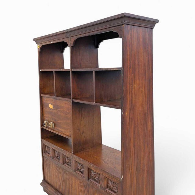 Vintage Freestanding Wall Unit – Wooden Room Divider, Storage Shelf, Antique Display Cabinet, Multi-Function Bookcase For Sale - Image 15 of 18