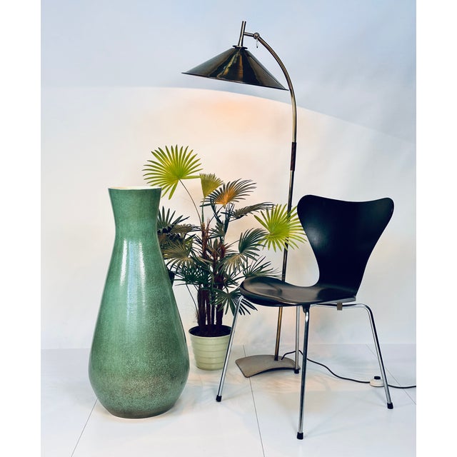 Large Turquoise Glazed Ceramic Floor Vase, Italy, 1950s For Sale - Image 13 of 18
