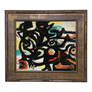 C. 1950s Norman Gorbaty Early Abstract Expressionist Oil Painting