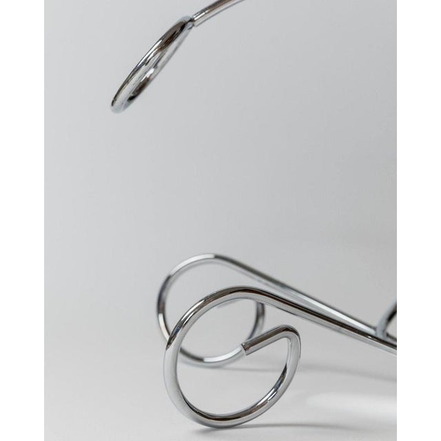 Vintage Bottle Holder in Chrome Metal with Spiral Handle For Sale - Image 9 of 11