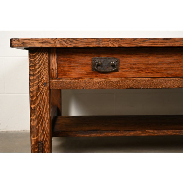 L. & J. G. Stickley Antique Mission Oak Arts & Crafts Coffee Table, Circa 1910 For Sale - Image 9 of 13