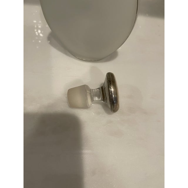 Vintage Frosted Glass Decanter With Sterling Silver Overlay For Sale - Image 4 of 5