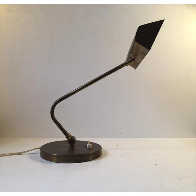 Art Deco Danish Brass Table Lamp from Louis Poulsen, 1940s For Sale - Image 3 of 10