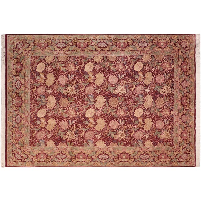 Red Elegant Pak-Persian Red/Brown Wool Rug - 8'0'' X 10'2'' For Sale - Image 8 of 9
