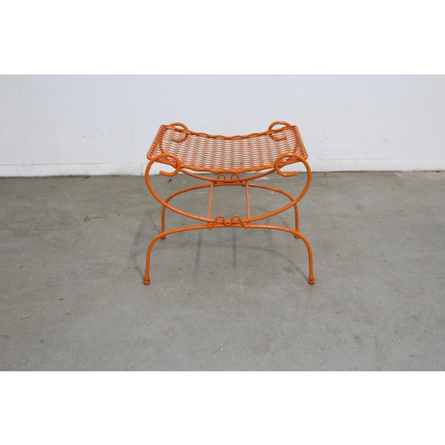 Offered is a Vintage Mid-Century Modern Atomic Orange Metal Stool , circa 1960's. This piece is made of welded steel and...