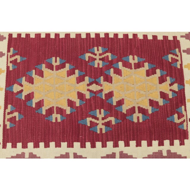 1970s Turkish Southwestern Style Geometric Red Oushak Kilim Rug For Sale In Sacramento - Image 6 of 10