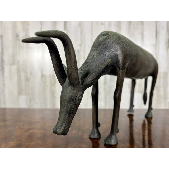 Mid-Century Modern Bronze Antelope For Sale - Image 3 of 12