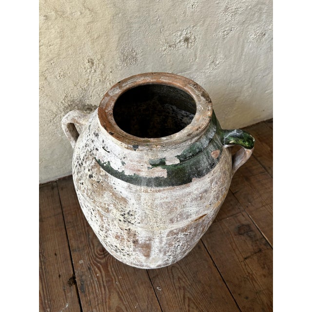Ceramic Large Mediterranean Terracotta Olive Jar with Original Green Glaze, 1890s For Sale - Image 7 of 12