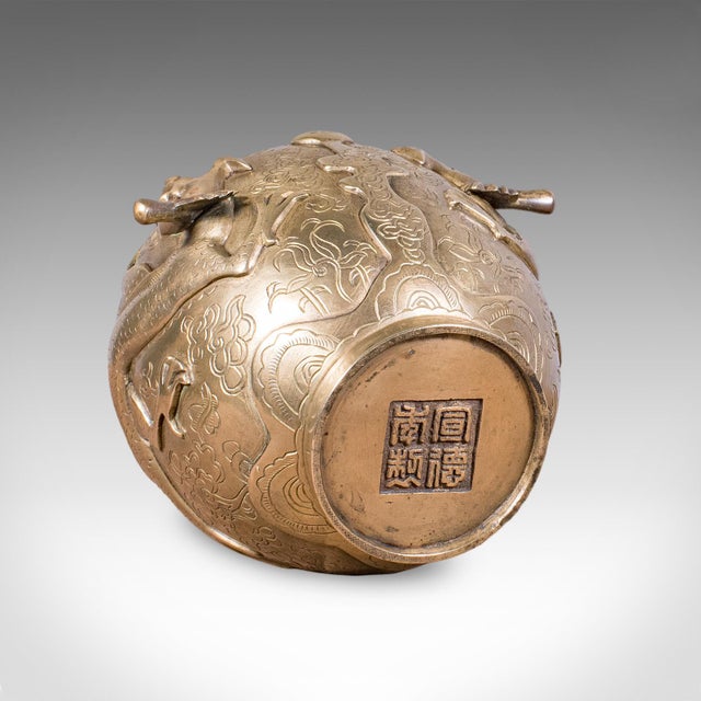 Metal Antique Flower Urn, Oriental, Bronze, Dragon Motif, Posy Vase, Victorian, c.1900 For Sale - Image 7 of 10