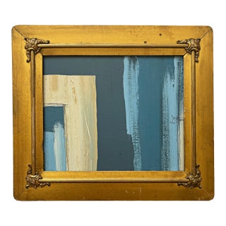 “Tranquility” Abstract Art in Antique Frame, Transitional Living Room Art by JTS For Sale
