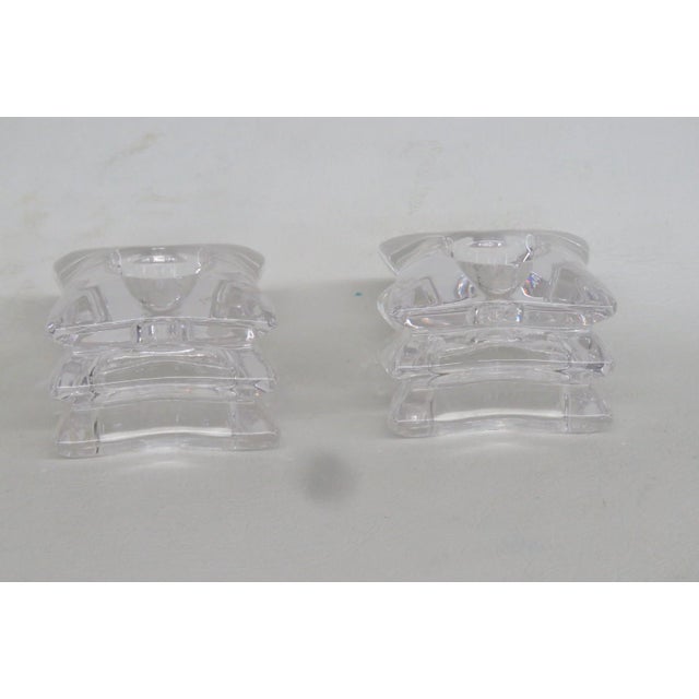 Lead Crystal 3 Tiered Star Shaped Candle Stick Holders Pair of Two 4830b For Sale - Image 13 of 14