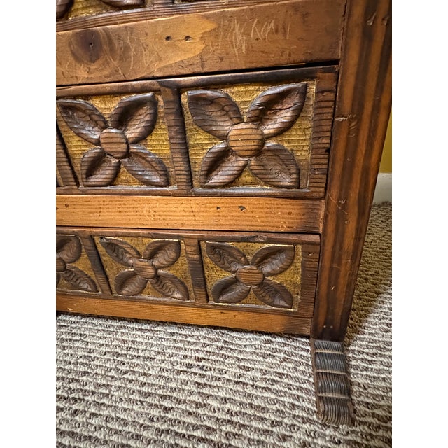 Late 20th Century Spanish Colonial Double-Sided Three Drawer Cedro Side Table For Sale - Image 4 of 4