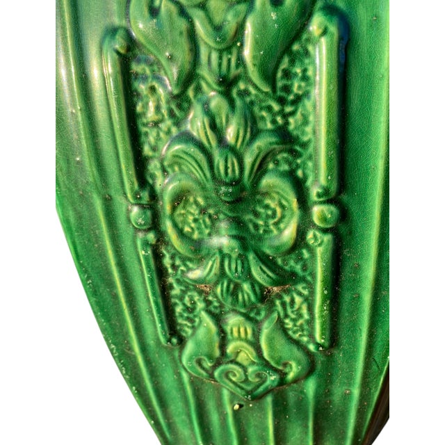 Late 19th Century Chinese Garden Seat Celadon Ceramic Emerald Green Stool Antique Decor Large 16"h For Sale - Image 5 of 18