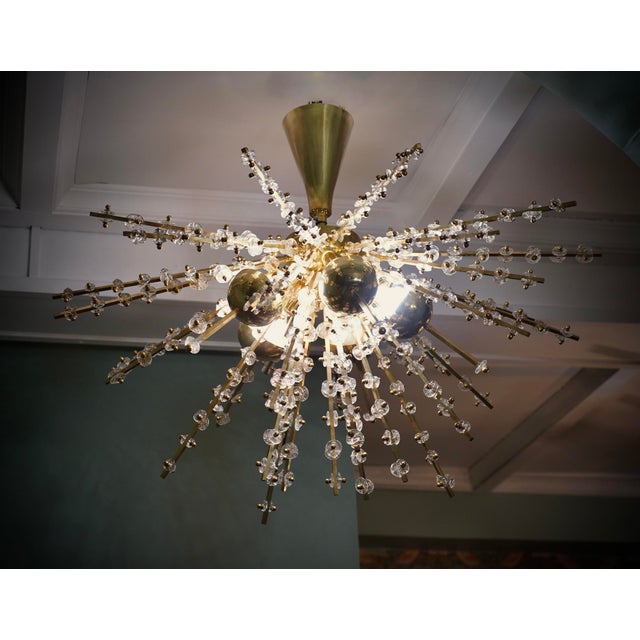 Murano Art Glass and Brass Transparent Pendant Light, 1990 For Sale - Image 6 of 12