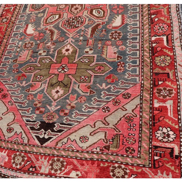 Early 20th Century Antique Caucasian Karabagh Gallery Runner With Large Medallions of Pink and Red For Sale - Image 11 of 12