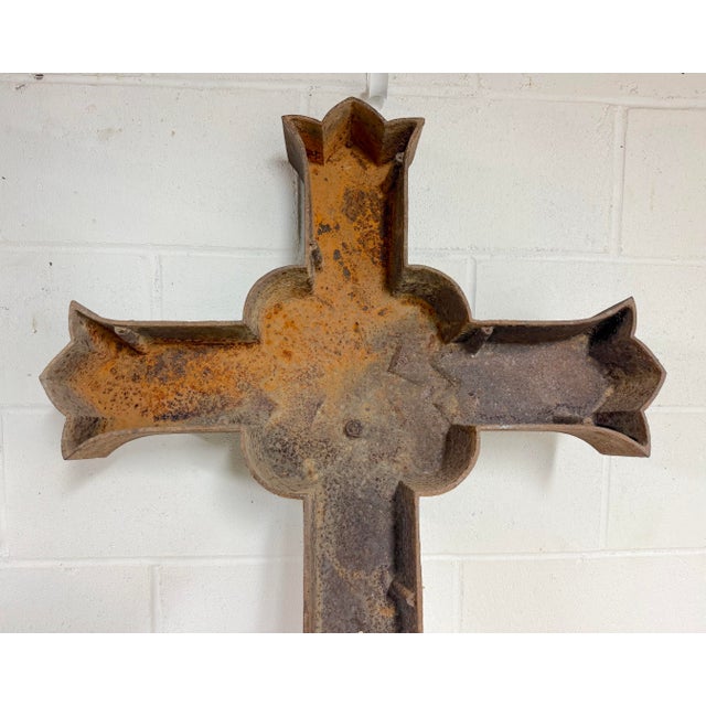 Huge Antique Industrial Outdoor Cast Iron Religious Catholic Crucifix Cross For Sale - Image 15 of 15